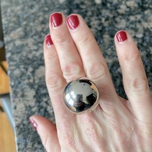 Large Silver Orb Ball Ring/ Adjustable